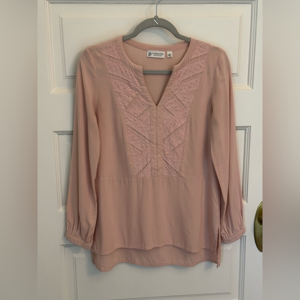 Long Sleeve Blush Pink Blouse